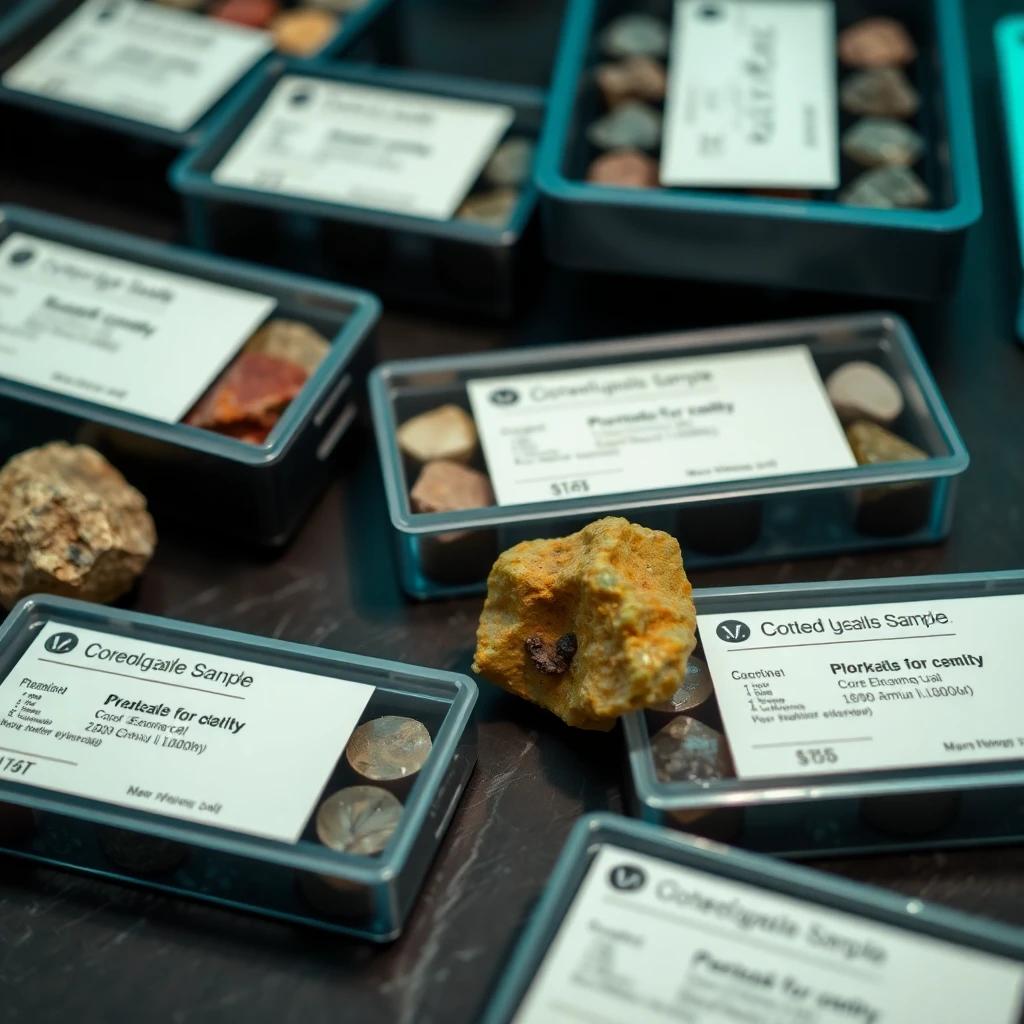 Geological core samples and rare earth mineral specimens